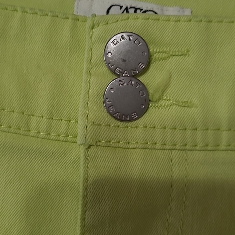 Cato Neon Greenish Yellow Cropped Jeans size 14 - Picture 4 of 8